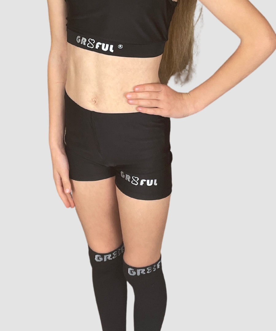 Girls black best sale running shorts