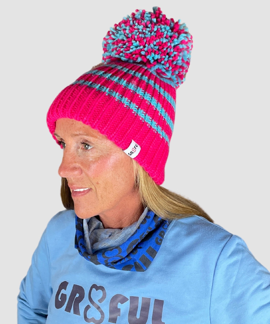 Large bobble shop hat